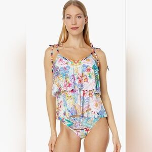 Johnny Was Locita Hipster Bikini Tankini Top Size Small